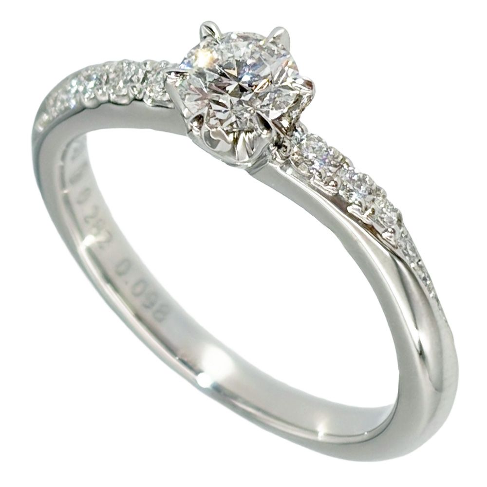 銀座 ダイヤモンド シライシ ソリティア リング 指輪 ダイヤモンド 0.282ct 約7号 Pt950 3.7g プラチナ F/SI1/3EX レディース【中古】