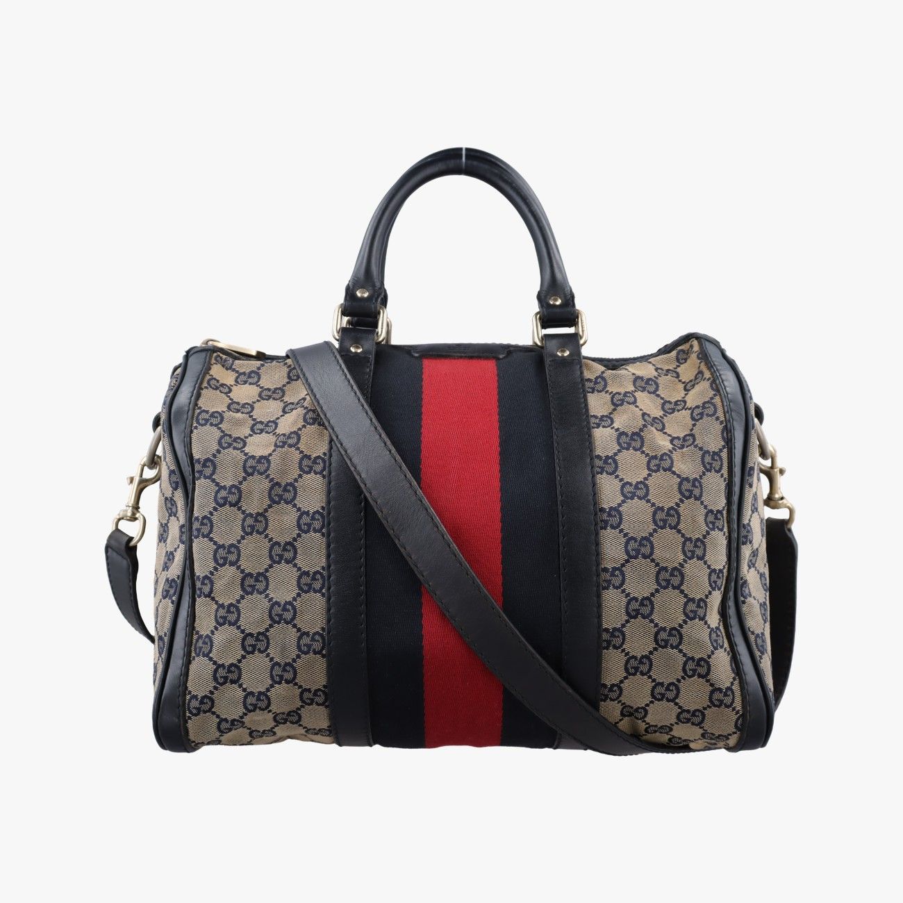 グッチGucciシェリーライン ネイビー×レッド×ベージュ キャンバス×レザー 247205 I7197342