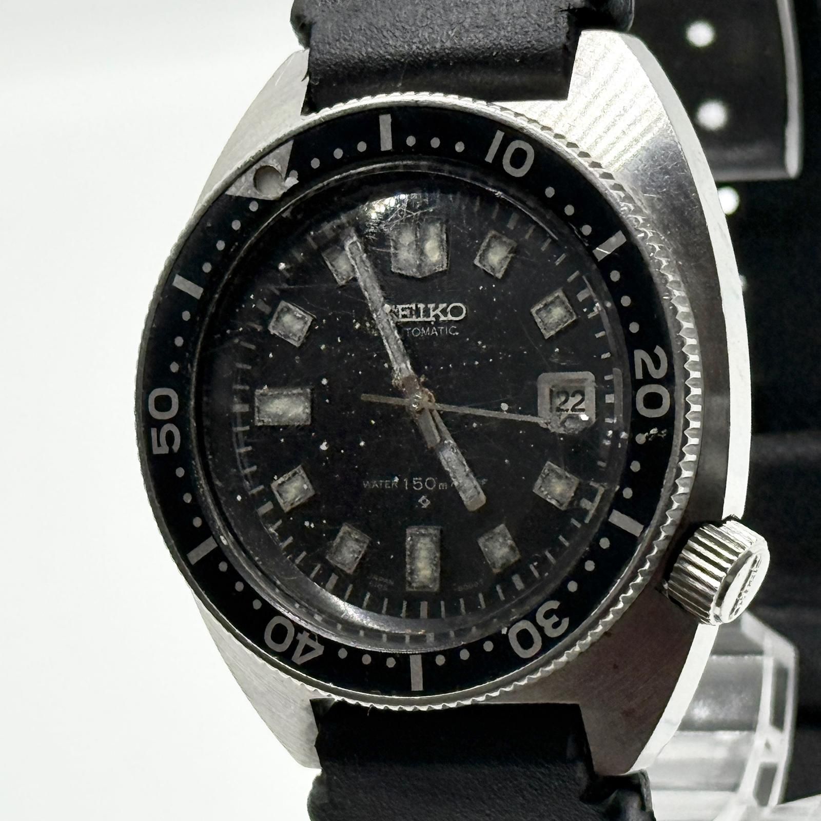 SEIKO セイコー WATER 150m ダイバーズ 6105-8000 ブラック AT メンズ 腕時計 訳あり