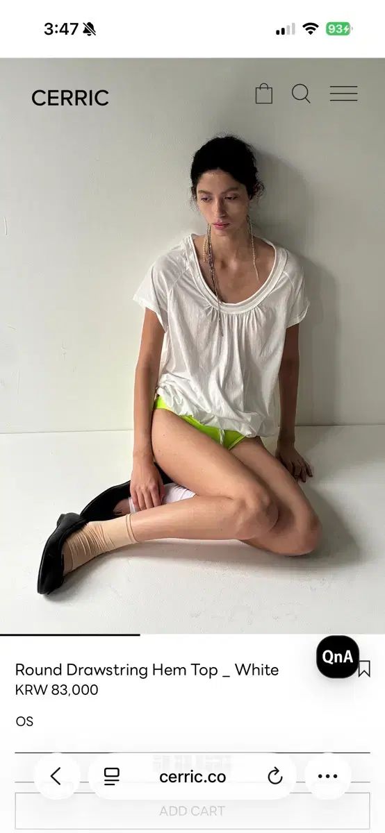 セリック Round Drawstring Hem Top _ White