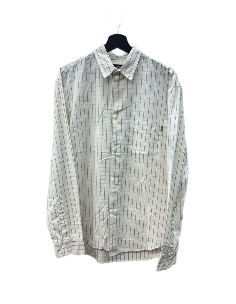 ステューシー STUSSY 90’s 90年代 コットン チェックシャツ COTTON SHIRT ステンカラー ロングスリーブ 胸ポケット USA製 WHITE 白 長袖シャツ チェック ホワイト Lサイズ 104MT-3280 14,586円