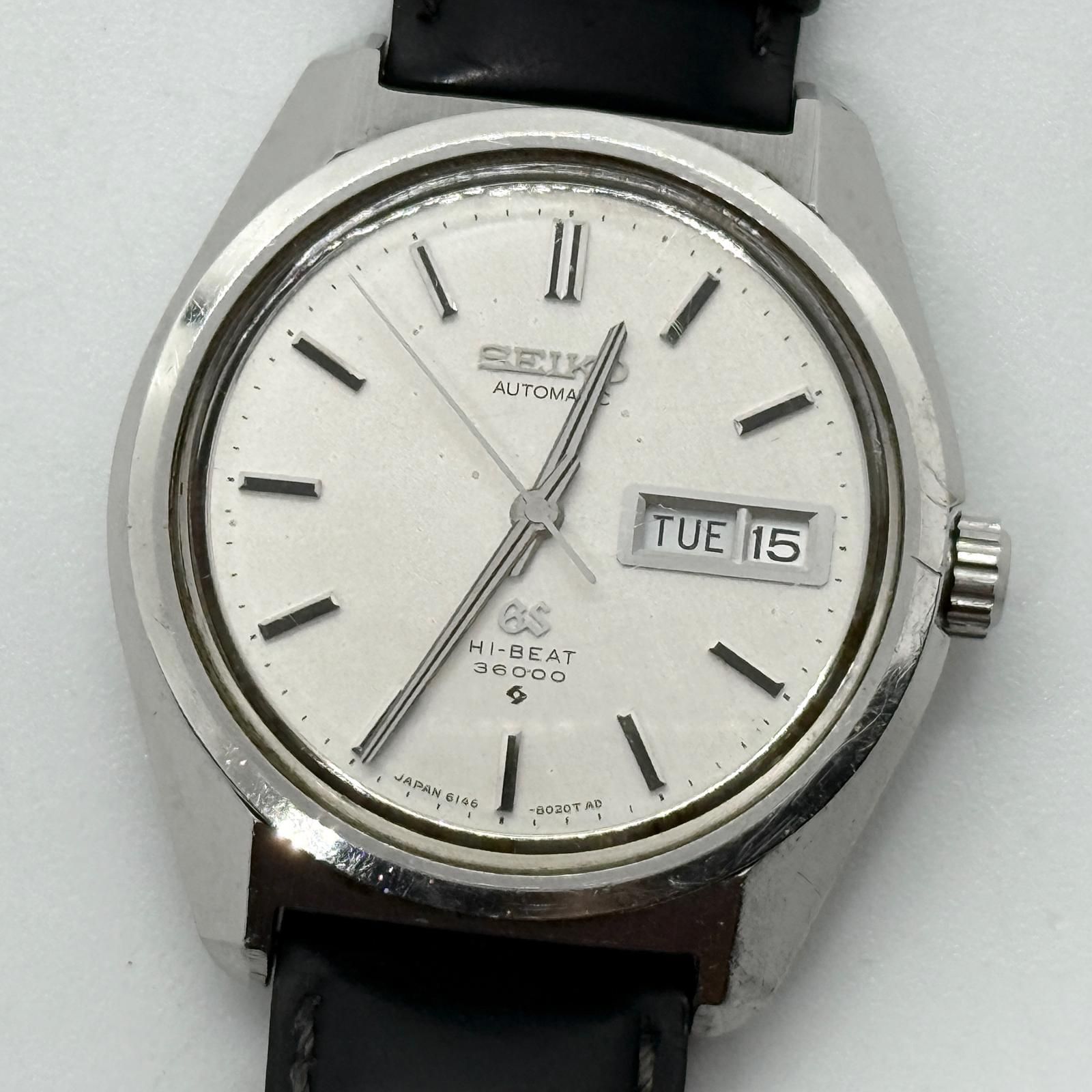SEIKO セイコー ハイビート 36000 メダリオン グランドセイコー 6146-8000 ホワイト AT メンズ 腕時計 稼働品