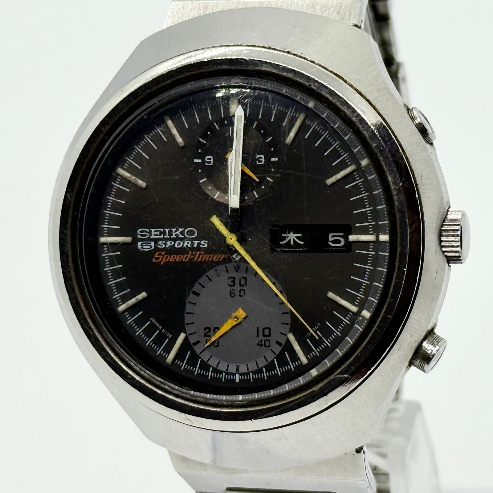 SEIKO セイコー 5スポーツ スピードタイマー 6138-0020 グレー AT メンズ 腕時計 訳あり