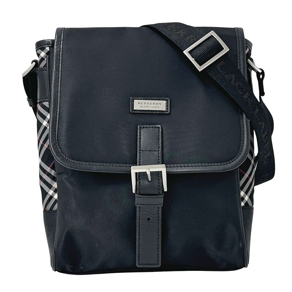 バーバリーブラックレーベル BURBERRY BLACK LABEL バッグ メンズ ブランド ショルダーバッグ ナイロン ブラック 黒 おしゃれ 【中古】