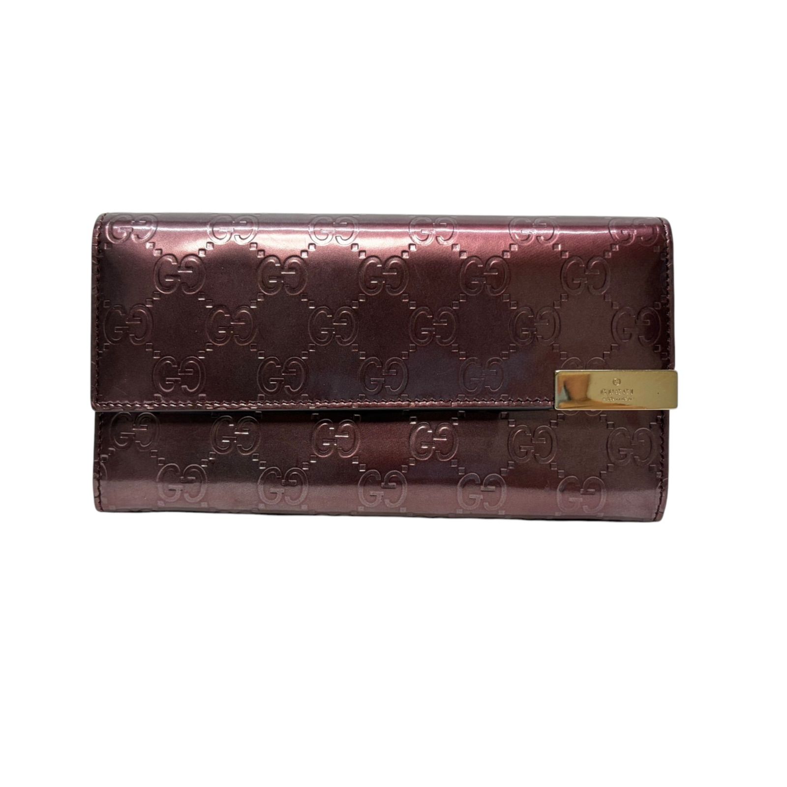4743 GUCCI グッチ 長財布 PVC GG シマレザー フラップ コンチネンタル パープル