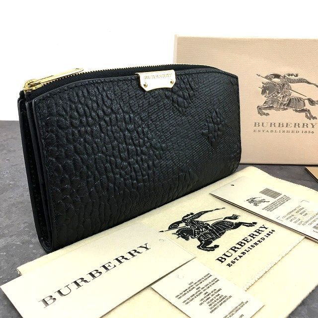 極美品 BURBERRY L字ファスナー長財布 ブラック レザー 箱付き 169 26,134円