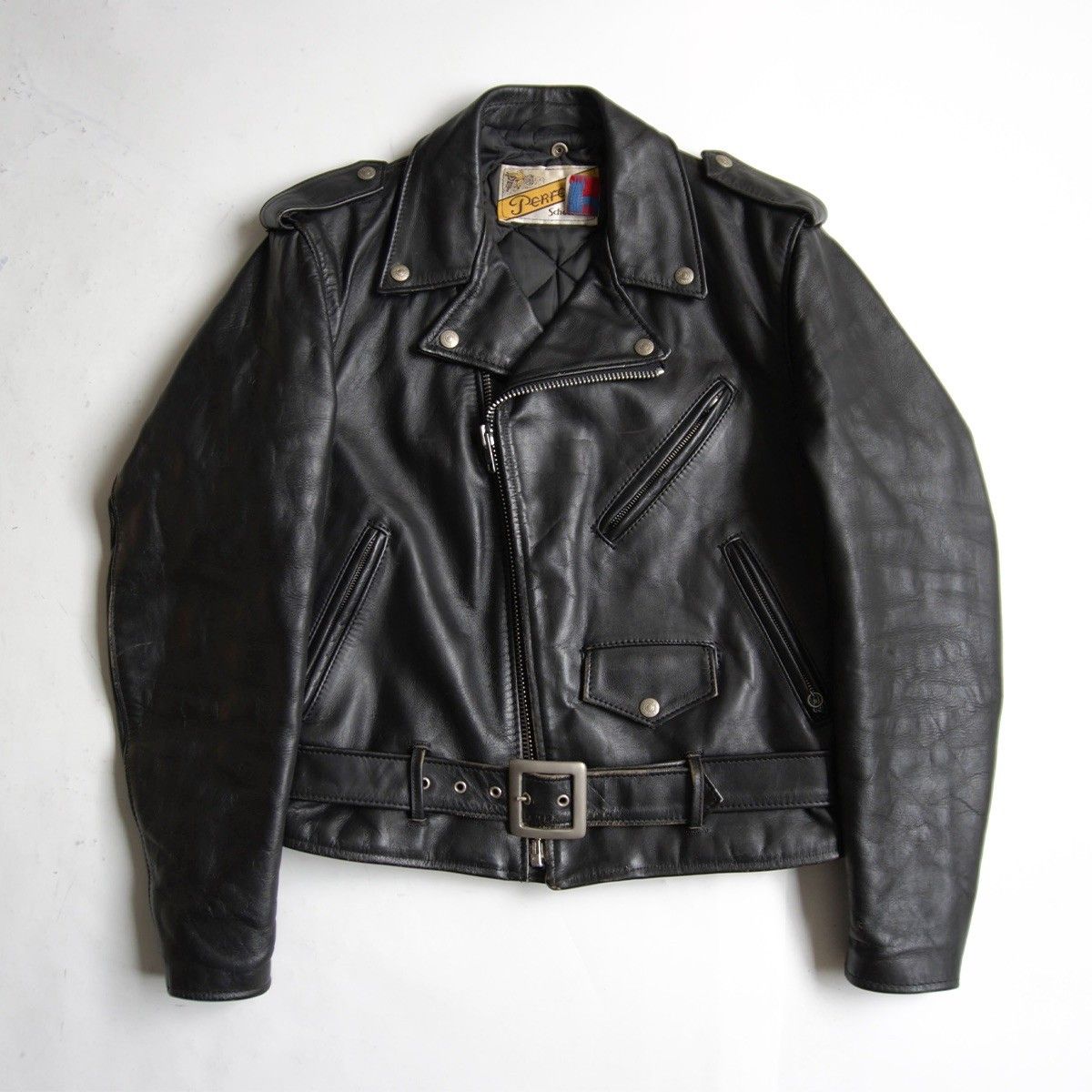 【雰囲気抜群】SCHOTT【618/ダブルライダース ジャケット】38 レザー アメリカ製 ブラック ショット 26050768