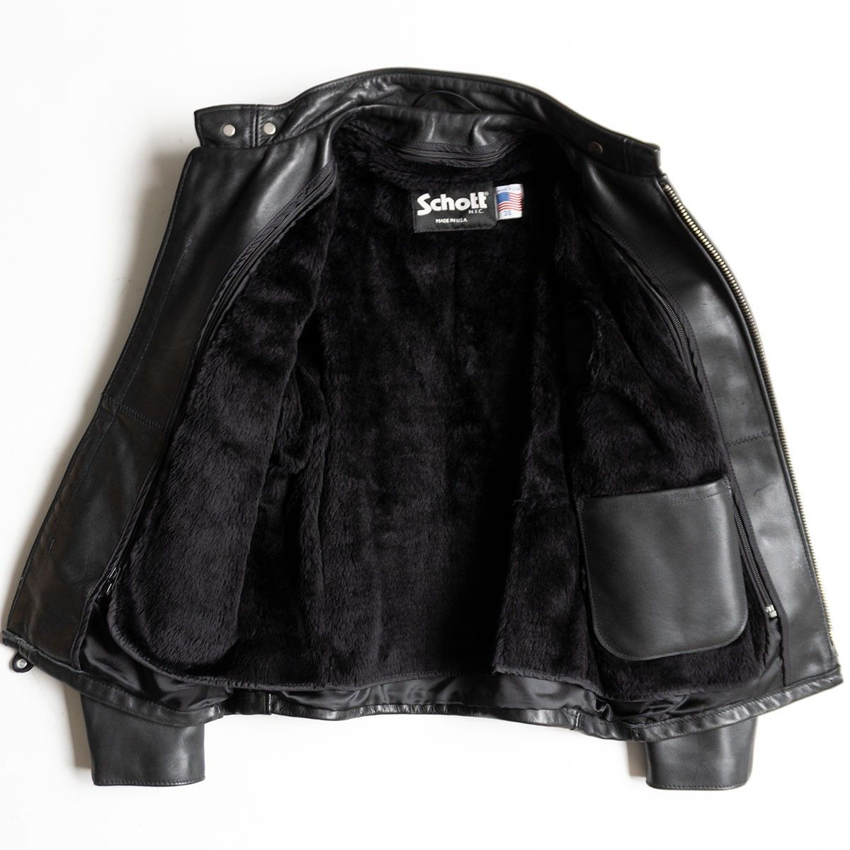 美品】SCHOTT【641/シングルライダースジャケット】38 ボアライナー 