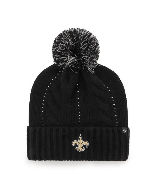 47 ブランド レディース アクセサリー 帽子 ニット 47 Brand Womens Black New Orleansaints Bauble Cuffed Knit Hat with Pom Black ブラック