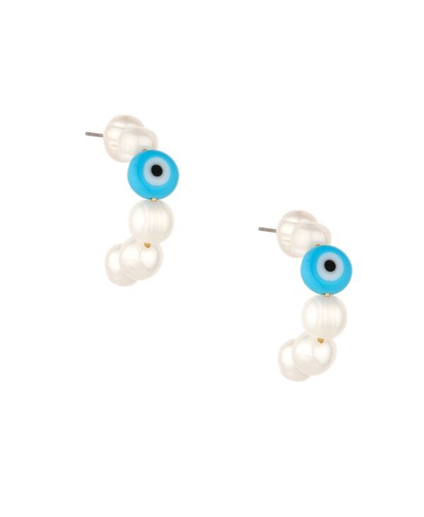 エティカ レディース アクセサリー ピアス・イヤリング ETTIKA Imitation Pearl and Evil Eye Beaded Hoops GoldTone ゴールド