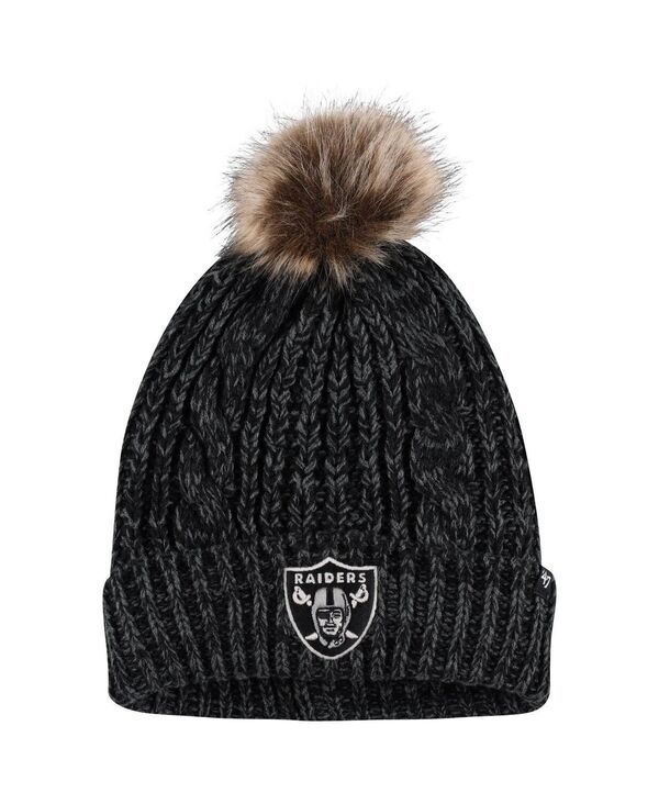 47 ブランド レディース アクセサリー 帽子 ニット ロゴ 47 Brand Womens Black Las Vegas Raiders Logo Meeko Cuffed Knit Hat with Pom Black ブラック