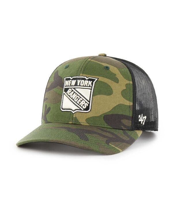 47 ブランド メンズ アクセサリー 帽子 47 Brand Mens Camo Black New York Rangers Trucker Snapback Hat Camo Black ブラック