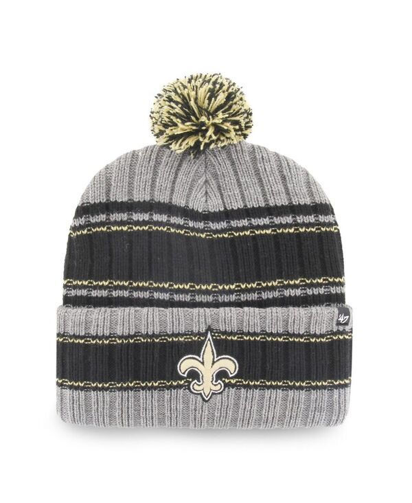 47 ブランド メンズ アクセサリー 帽子 ニット 47 Brand Mens Graphite Black New Orleans Saints Rexford Cuffed Knit Hat with Pom Graphite Black ブラック