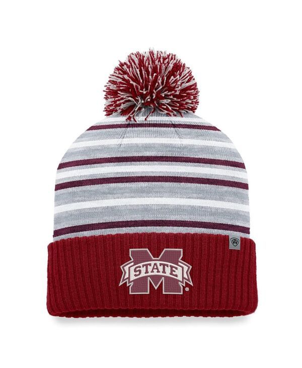 トップオブザワールド メンズ アクセサリー 帽子 ニット Top of the World Mens Maroon Mississippi State Bulldogs Dash Cuffed Knit Hat with Pom Maroon マルーン