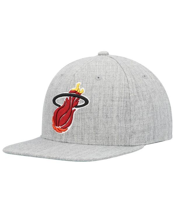 ミッチェルネス メンズ アクセサリー 帽子 Mitchell Ness Mens Heather Gray Miami Heat Hardwood Classics 20 Snapback Hat Heather Gray グレー