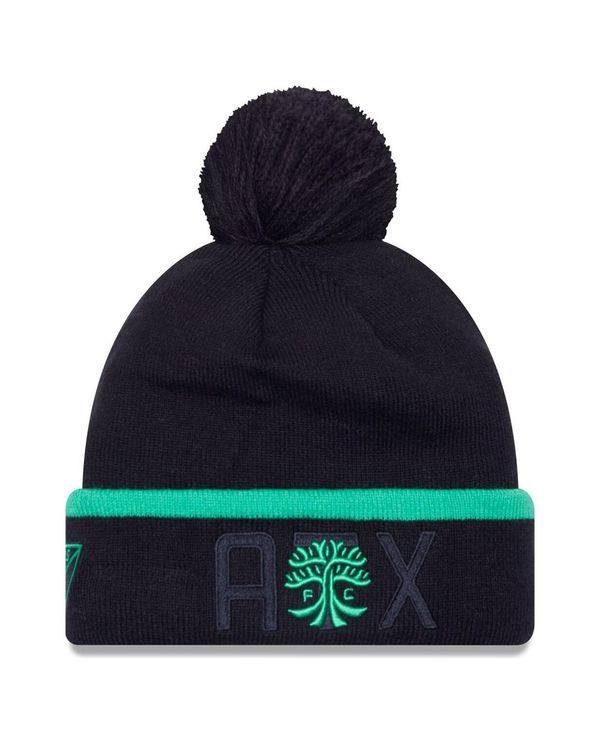 ニューエラ メンズ アクセサリー 帽子 ニット New Era Mens Black Austin FC Wordmark Kick Off Cuffed Knit Hat with Pom Black ブラック