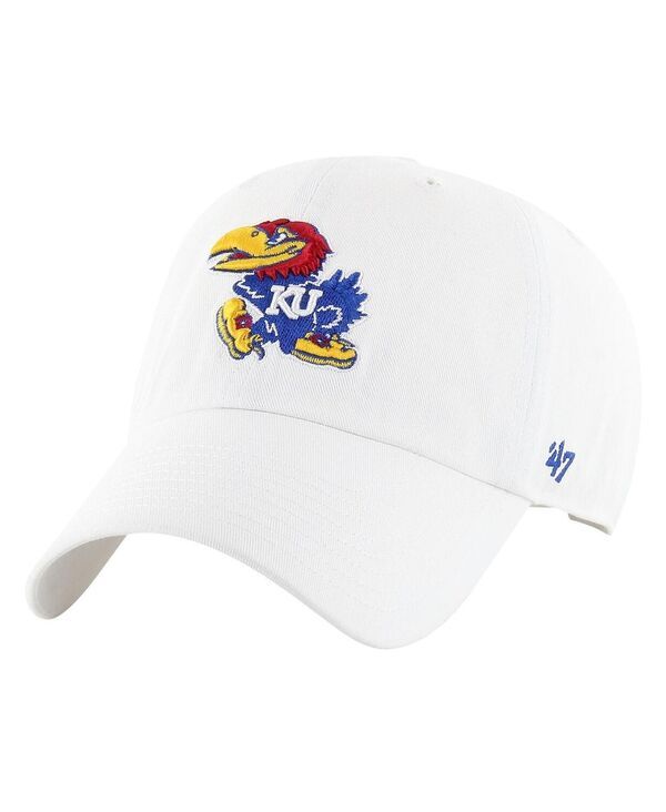47 ブランド メンズ アクセサリー 帽子 47 Brand Mens White Kansas Jayhawks Clean Up Adjustable Hat White ホワイト