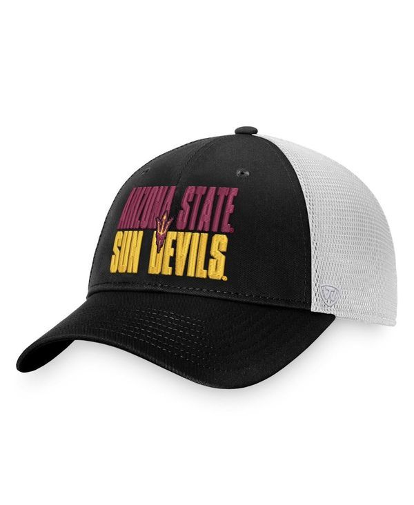 トップオブザワールド メンズ アクセサリー 帽子 Top of the World Mens Black White Arizona State Sun Devils Stockpile Trucker Snapback Hat Black White ホワイ