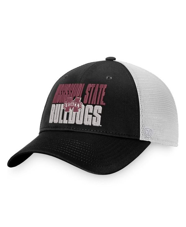 トップオブザワールド メンズ アクセサリー 帽子 Top of the World Mens Black White Mississippi State Bulldogs Stockpile Trucker Snapback Hat Black White ホ