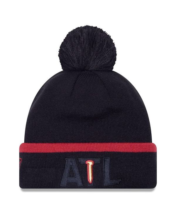 ニューエラ メンズ アクセサリー 帽子 ニット New Era Mens Black Atlanta United FC Wordmark Kick Off Cuffed Knit Hat with Pom Black ブラック