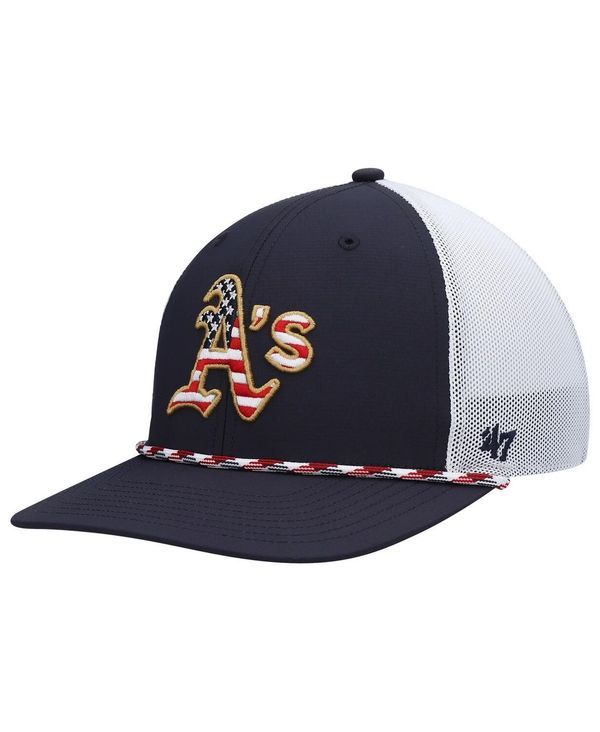 47 ブランド メンズ アクセサリー 帽子 47 Brand Mens 47 Navy White Oakland Athletics Flag Fill Trucker Snapback Hat Navy White ホワイト