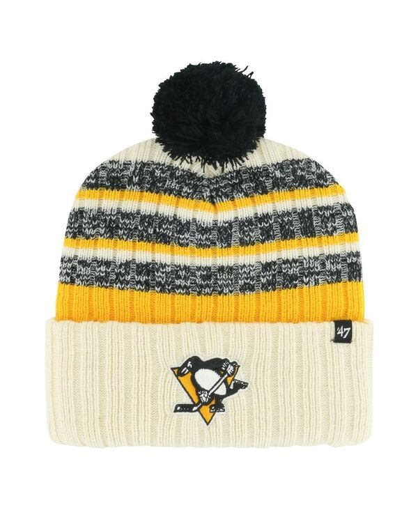 47 ブランド メンズ アクセサリー 帽子 ニット 47 Brand Mens Cream Pittsburgh Penguins Tavern Cuffed Knit Hat with Pom Cream クリーム