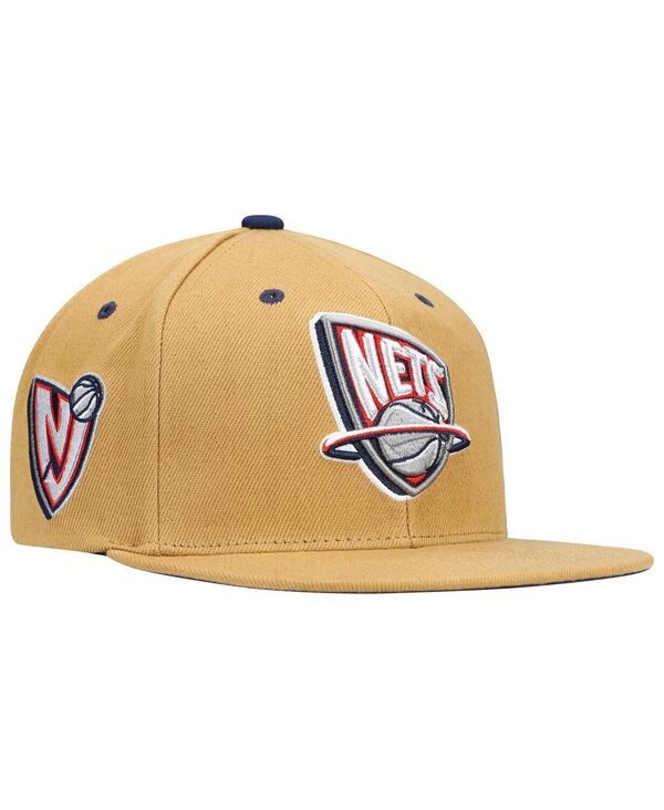 ミッチェルネス メンズ アクセサリー 帽子 ジャージー Mitchell Ness Mens Tan New Jersey Nets Hardwood Classics Wheat Snapback Hat Tan タン