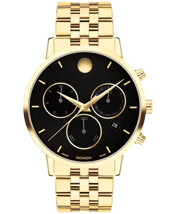 モバド メンズ アクセサリー 腕時計 Movado Mens Museum Classic Swiss Quartz Chrono Light Yellow PVD Watch 42mm GoldTone ゴールド