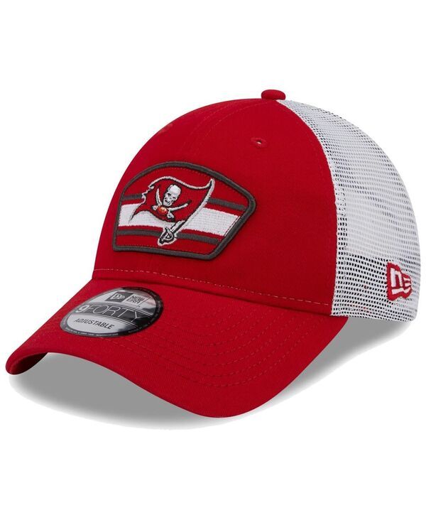 ニューエラ メンズ アクセサリー 帽子 ロゴ New Era Mens Red White Tampa Bay Buccaneers Logo Patch Trucker 9FORTY Snapback Hat Red White ホワイト