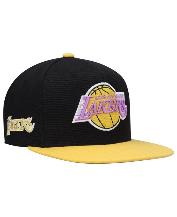 ミッチェルネス メンズ アクセサリー 帽子 Mitchell Ness Mens Black and Gold Los Angeles Lakers Hardwood Classics Snapback Hat Black Gold ブラック