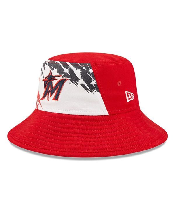 ニューエラ メンズ アクセサリー 帽子 New Era Mens Red Miami Marlins 2022 4th of July Bucket Hat Red レッド