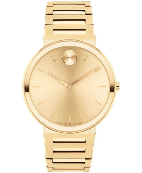モバド メンズ アクセサリー 腕時計 Tシャツ Movado Mens Bold Horizon Swiss Quartz Ionic Plated Light GoldTone Steel Watch 40mm GoldTone ゴールド