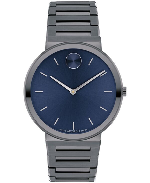 モバド メンズ アクセサリー 腕時計 Tシャツ Movado Mens Bold Horizon Swiss Quartz Ionic Plated Gray Steel Watch 40mm Gray グレー