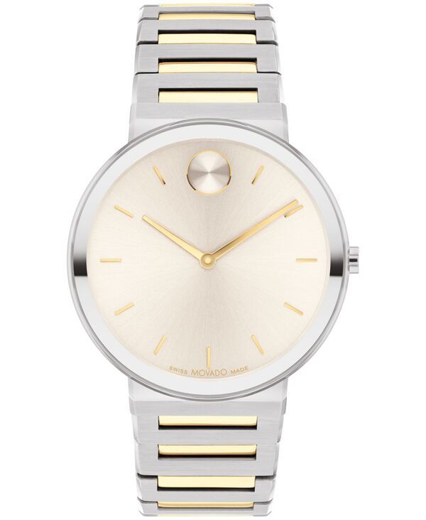モバド メンズ アクセサリー 腕時計 Tシャツ Movado Mens Bold Horizon Swiss Quartz Two Tone Stainless Steel Watch 40mm TwoTone