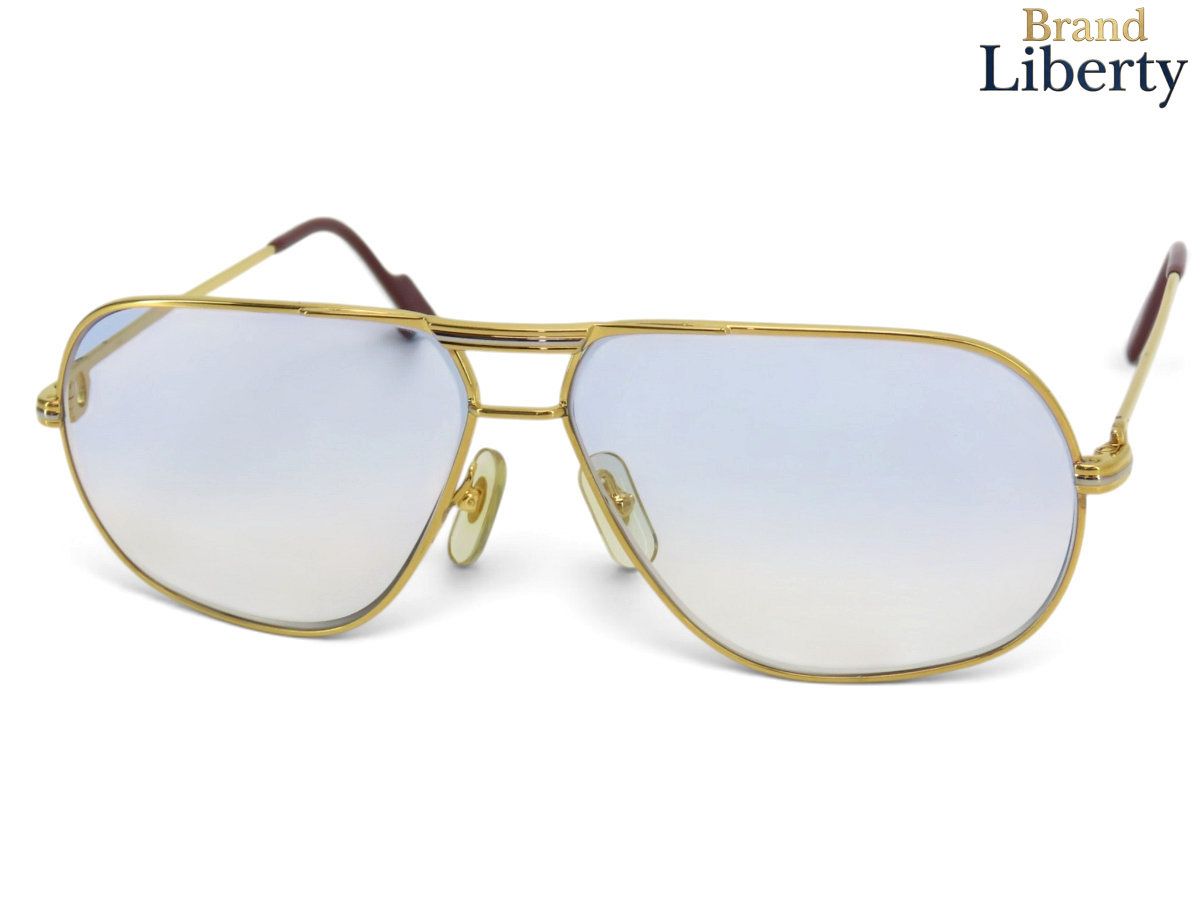 【美品】Cartier カルティエ トリニティ ヴィンテージ ティアドロップ メガネ 眼鏡 フレーム サングラス アイウェア ゴールド シルバー ボルドー