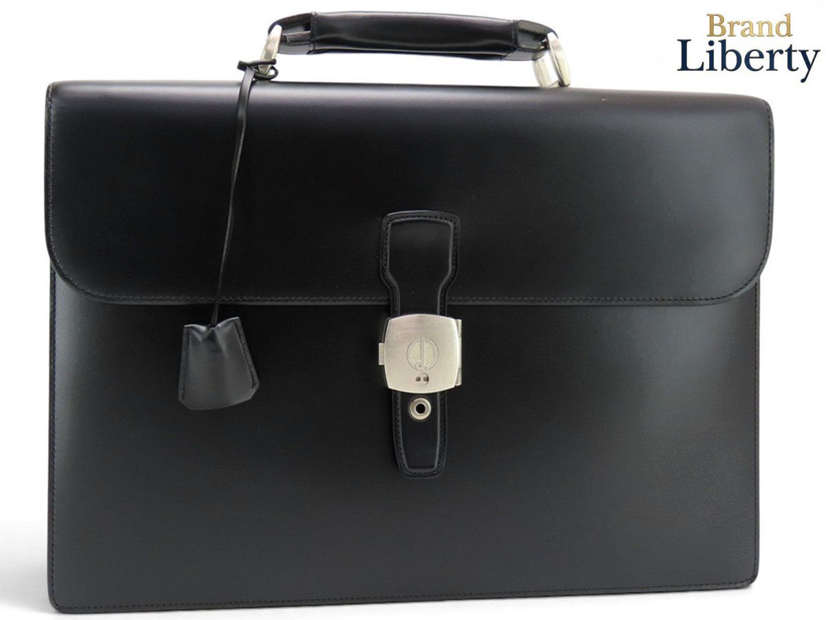 【超美品】ダンヒル dunhill ロンドンライン レザー ビジネスバッグ ブリーフケース 書類カバン ブラック カーフレザー LW6000N