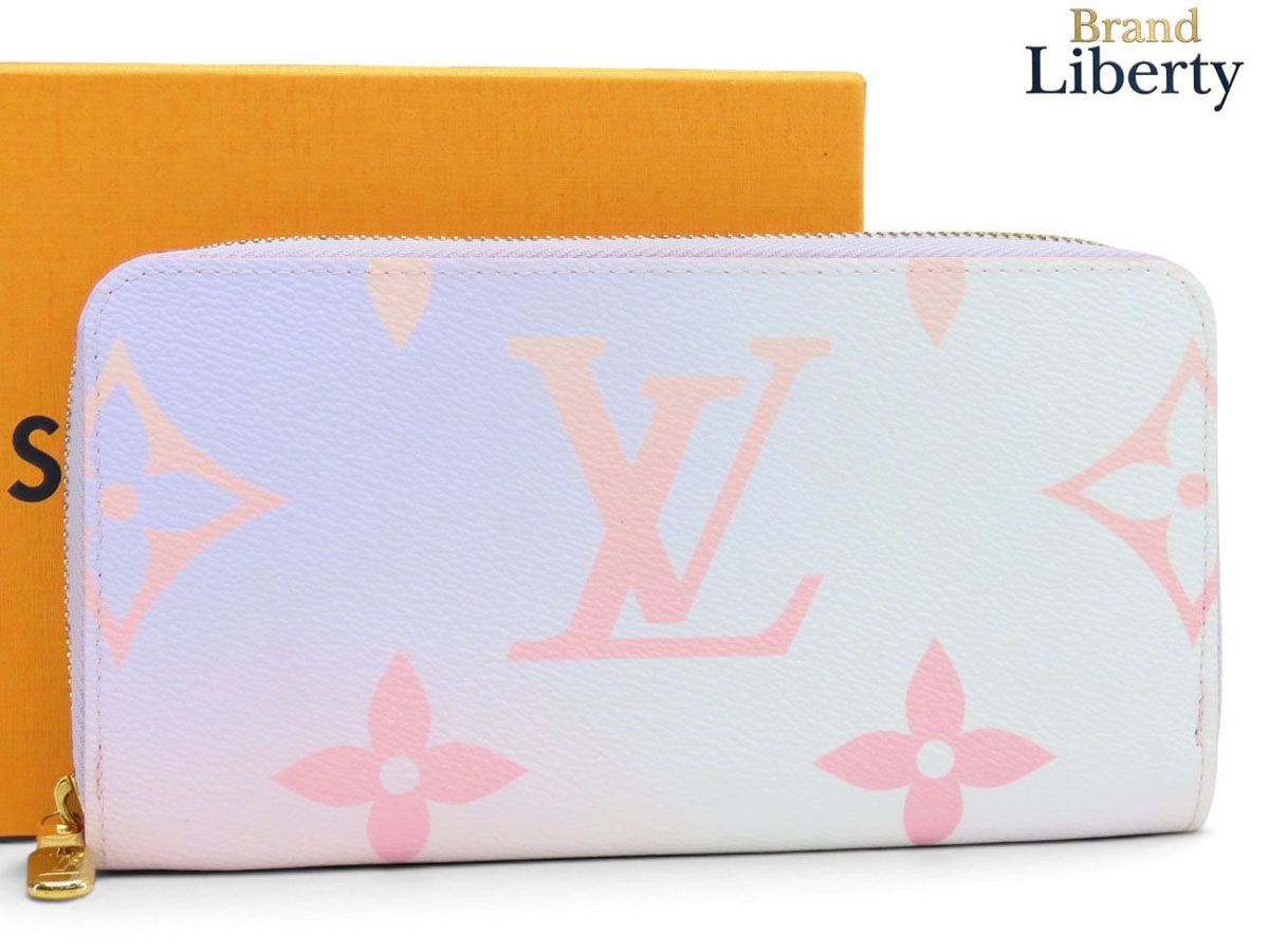【未使用】ルイヴィトン LOUIS VUITTON モノグラム ジャイアント ジッピー ウォレット ラウンドファスナー長財布 スプリング イン ザ シティ カプセル コレクション サンライズパステル グラデーション ピンク パープル ホワイト PVC レザー