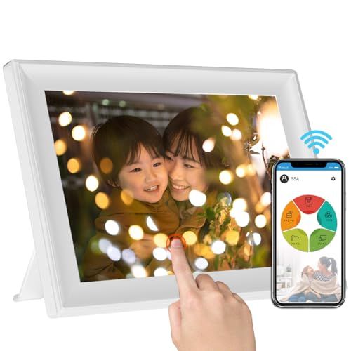 デジタルフォトフレーム 10.1インチ 多機能WiFi 音楽 動画 転送 遠隔 タッチスクリーン 人感センサー カレンダー付 自動オンオフ デジタルアルバム プレゼントに スマホ転送 アラーム カレンダー 敬老の日ギフト プレゼントに適用 日本語取扱説明書Ju
