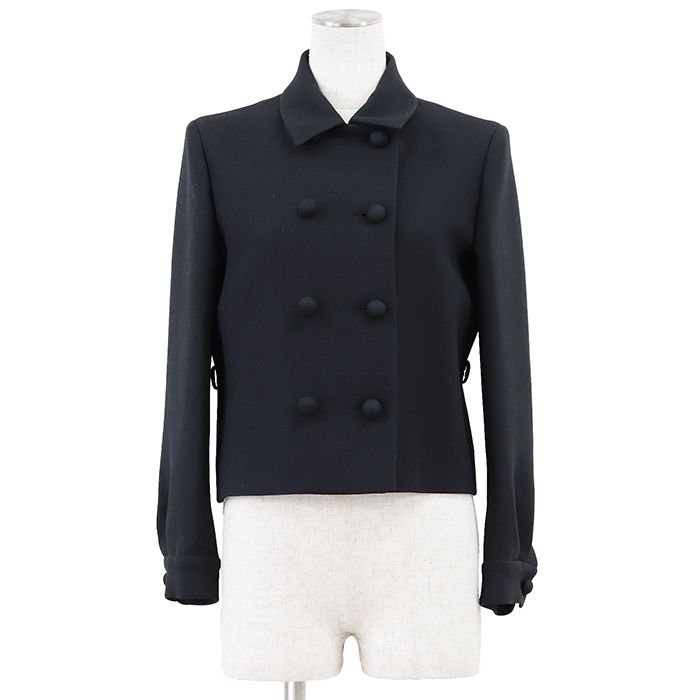 【希少】Christian Dior V09 クリスチャンディオール ナポレオンジャケット サイズ 34 レディース ダブルブレスト 短丈 アウター ダークネイビー イタリア製