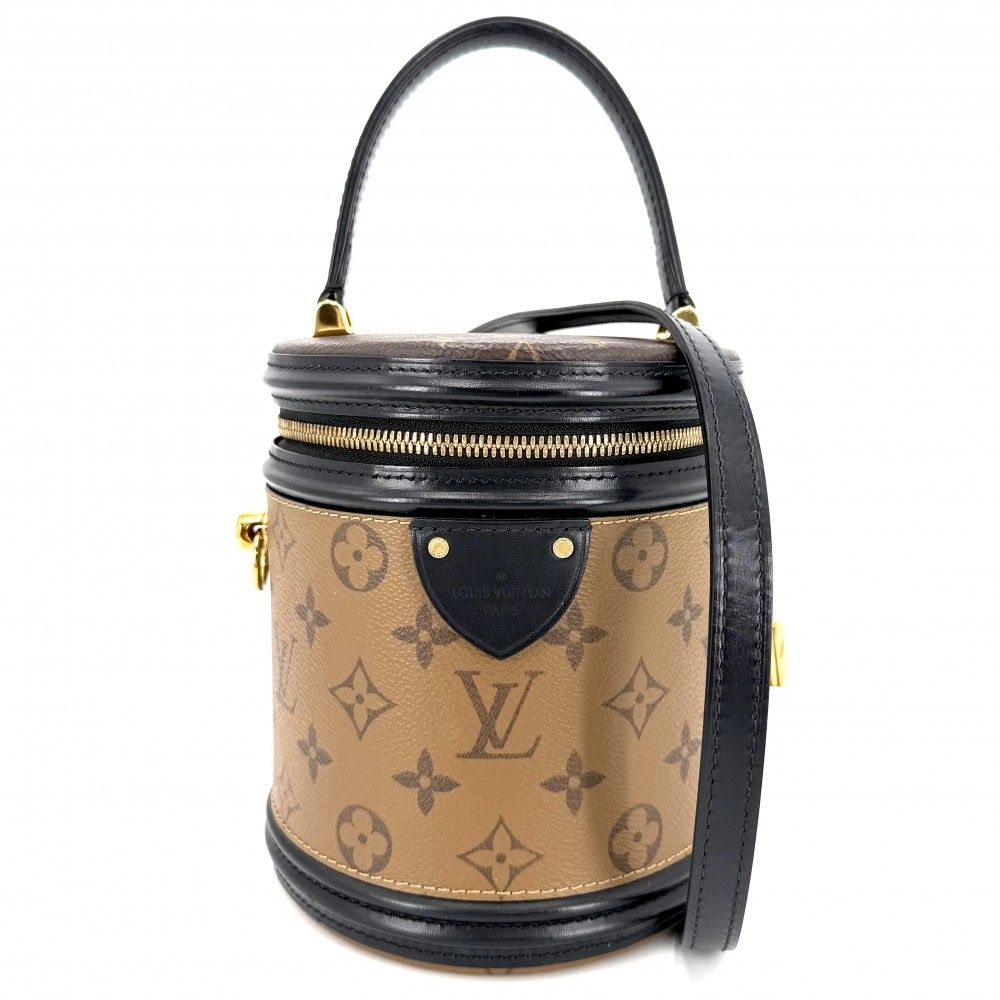 ルイヴィトン 2WAY レディース カンヌ バニティバッグ ハンドバッグ 肩掛け 斜め掛け ショルダーバッグ LOUIS VUITTON M43986 ブラウン 茶 ブラック 黒 ゴールド金具【中古品】