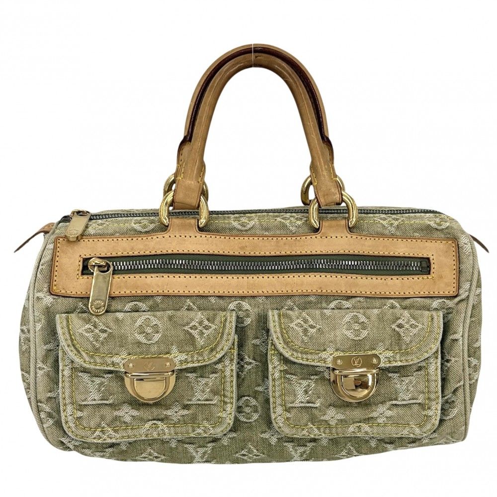 ルイヴィトン ハンドバッグ レディース ネオスピーディ LOUIS VUITTON M95215 モノグラムデニム グリーン系 ゴールド金具【中古品】