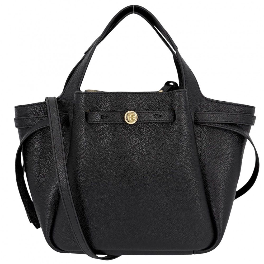 トリーバーチ 2WAY レディース ロミースモールトートバッグ ハンドバッグ ショルダーバッグ 肩掛け 斜め掛け Tory Burch 164866 レザー ブラック 黒 ゴールド金具 美品【中古品】