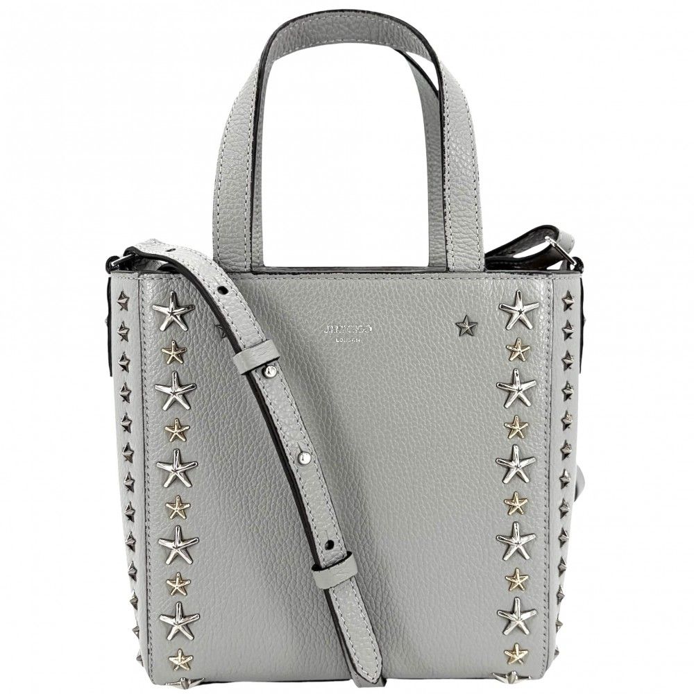 ジミーチュウ 2WAY レディース ミニペガシ ショルダーバッグ ハンドバッグ 肩掛け 斜め掛け スタースタッズ JIMMY CHOO レザー グレー シルバー×ゴールド金具 美品【中古品】