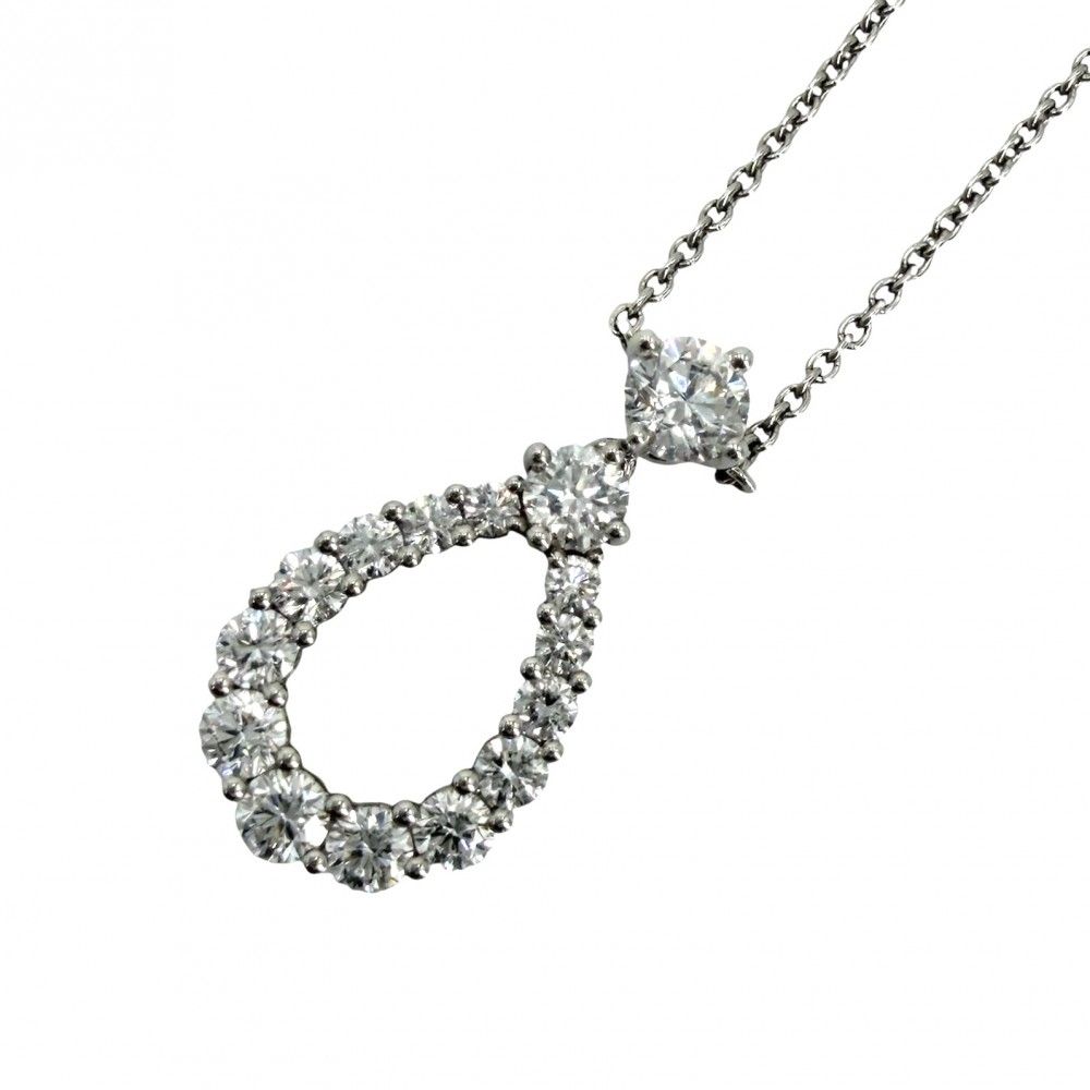 ハリーウィンストン ネックレス レディース ループ・ペンダント エクストララージ ジュエリー アクセサリー HARRY WINSTON Pt950プラチナ ダイヤモンド 約5.4g 美品【中古品】