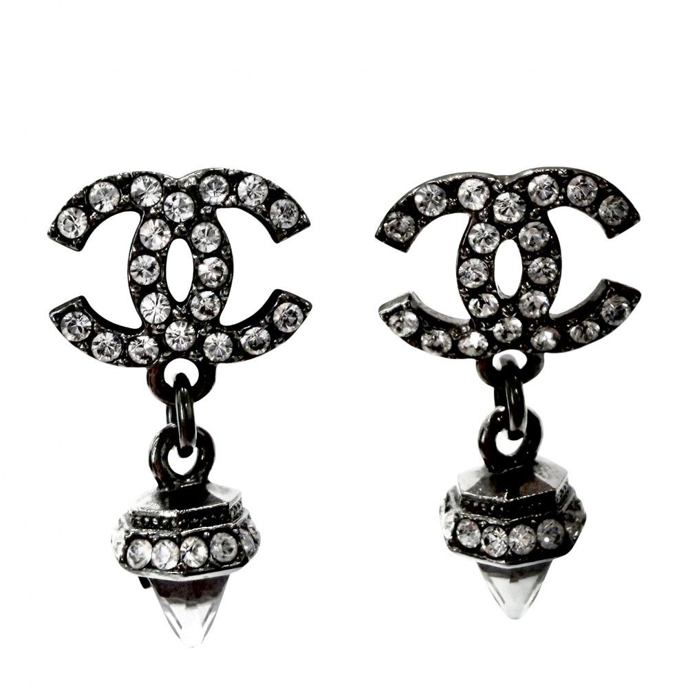 シャネル ピアス レディース ココマーク アクセサリー スイング CHANEL ラインストーン C19B シルバー 約5.4g 2019年【中古品】