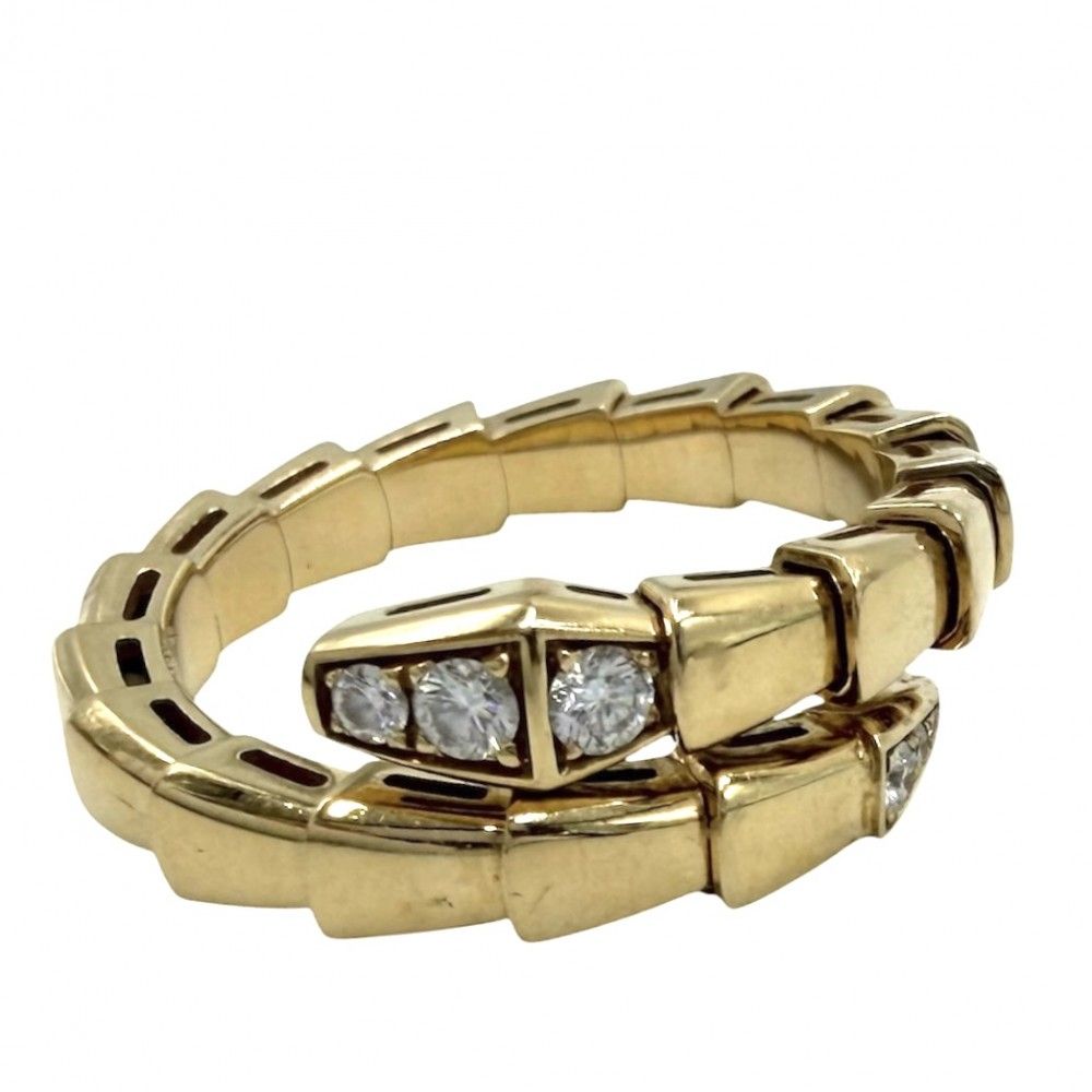 ブルガリ 指輪 レディース セルペンティ ヴァイパー ジュエリー アクセサリー リング Au750 18金YG BVLGARI K18イエローゴールド ダイヤモンド0.14ct 約17号 約7.5g【中古品】