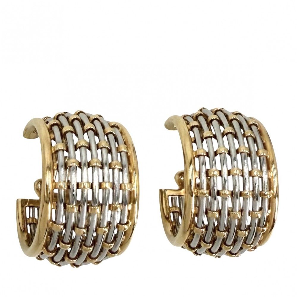 カルティエ ピアス レディース フープピアス アクセサリー ジュエリー Au750 K18YG CARTIER K18イエローゴールド ステンレススチール 約16.2g【中古品】