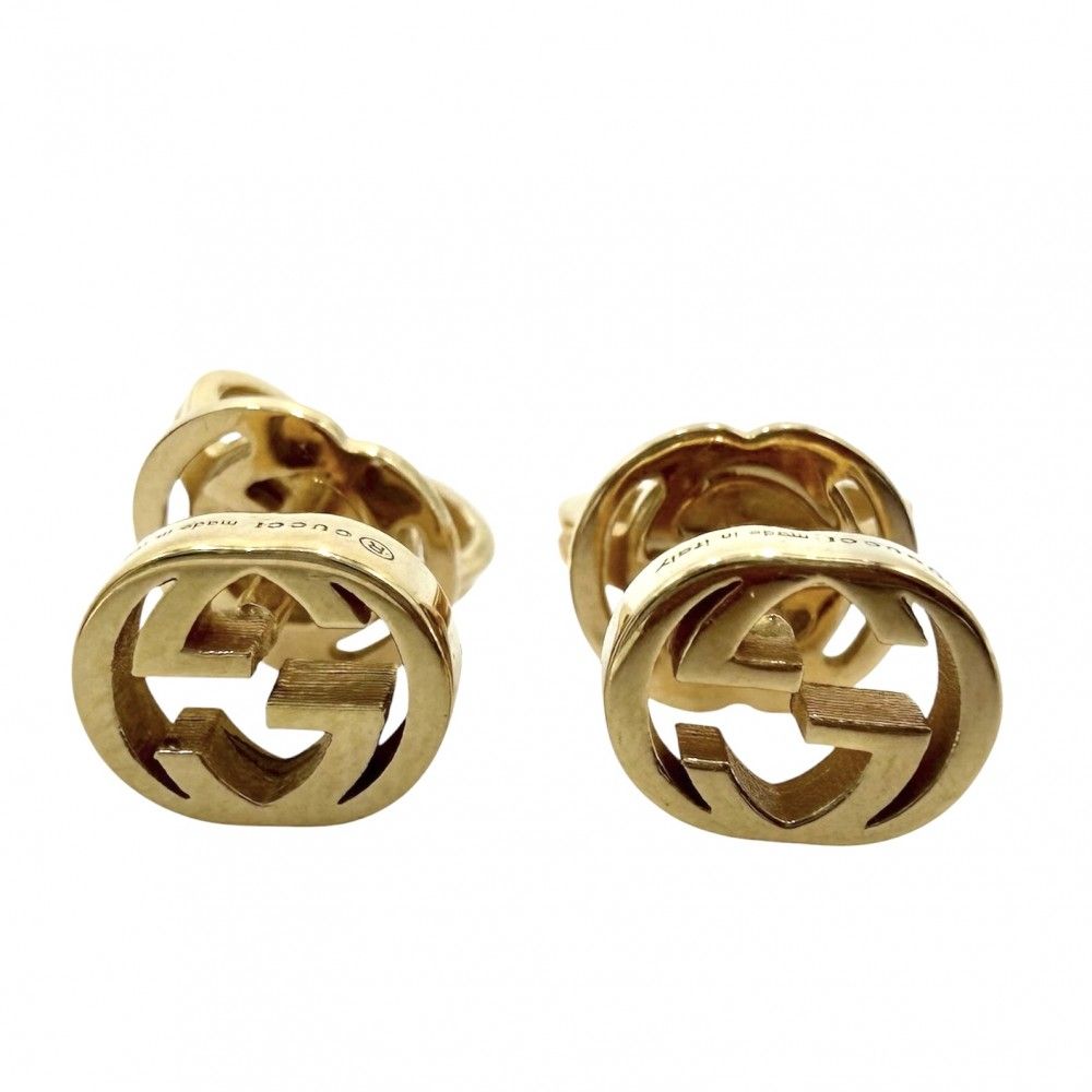 グッチ ピアス レディース インターロッキングG アクセサリー ジュエリー 18金YG Au750 小さめ シンプル GUCCI K18イエローゴールド 662111 約2.1g【中古品】