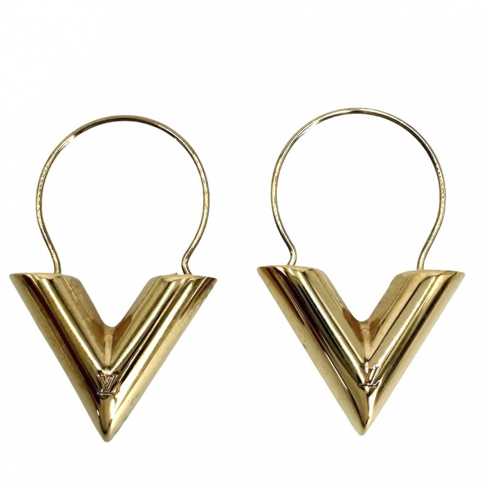 ルイヴィトン ピアス レディース エセンシャルV フープピアス アクセサリー 小さめ シンプル LOUIS VUITTON M61088 ゴールド 約8.8g【中古品】
