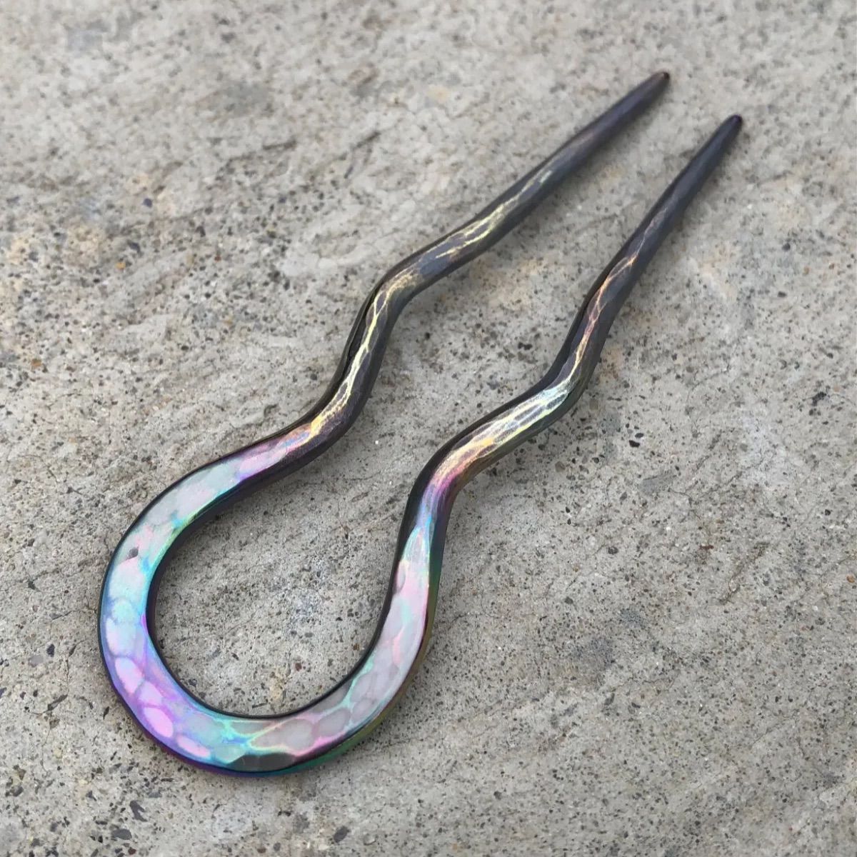 titanium hair stick R&R 純チタン製簪 レインボーロックタイプ2 虹色岩の簪